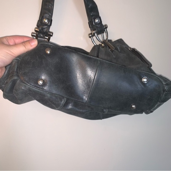 B. Makowsky Dark Gray Leather Shoulder Bag - Picture 10 of 14